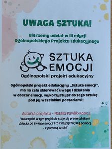 Zdjęcie prtzedstawia plakat promujący projekt "Sztuka Emocji"