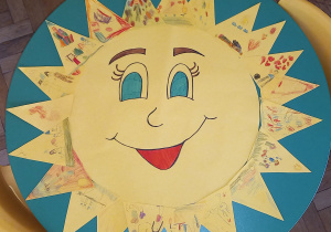 Praca plastyczna- słoneczko radości przedstawiające to co sprawia dzieciom radość
