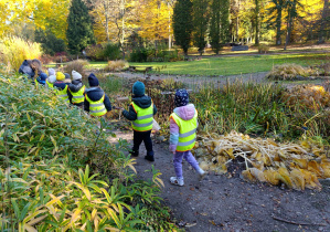 Dzieci spacerują po Arboretum